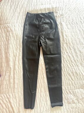 Zara Black Elastic Waistband Leather Pants